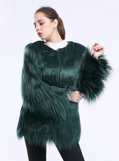 Women Imitation Fur Coat Long Hair Coat Wool Speed