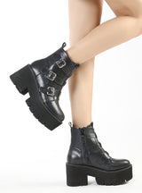 Women's Boots With Thick Metal Belt Buckle