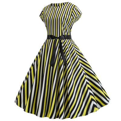 Women Striped Cap Sleeve Dress