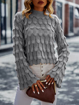 Women Horn Long Sleeve Sweater