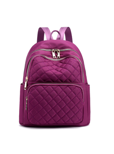 Student Backpack Rhombus Embroidered Line Travel Bag