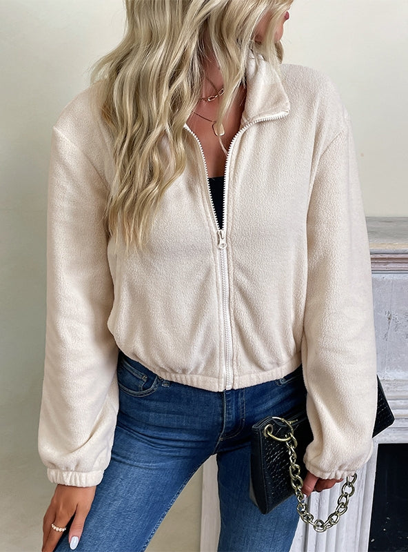Fleece Zipper Up Coat Jacket