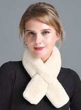 Women's Rex Fur Scarf Winter Leather Double-sided