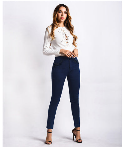 Bead Candy Elastic Slim Pants