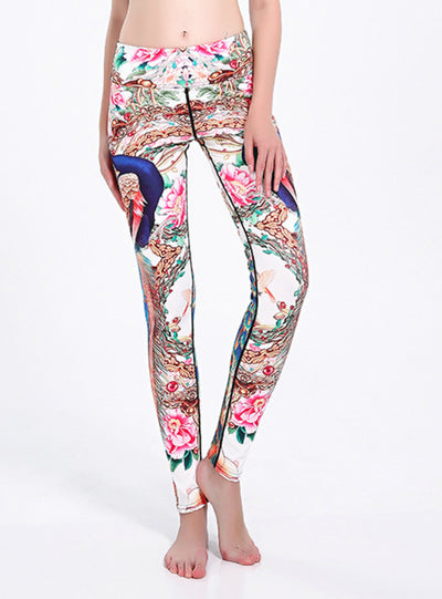 Sporting Clothes Peacock Printed Slim Legging