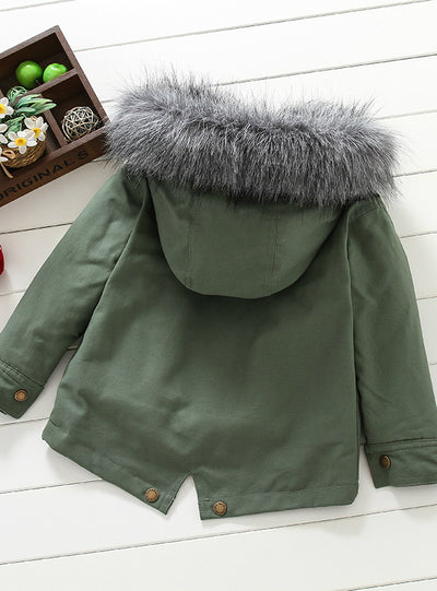 Girls Winter Fur Coat Girls Fur Hooded Jackets 