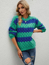 Turtleneck Striped Color Matching Sweater