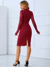 Round Neck Lace Long Sleeves Dress