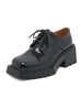 Wedge-heeled Thick-soled Square-headed Lace-up Shoes