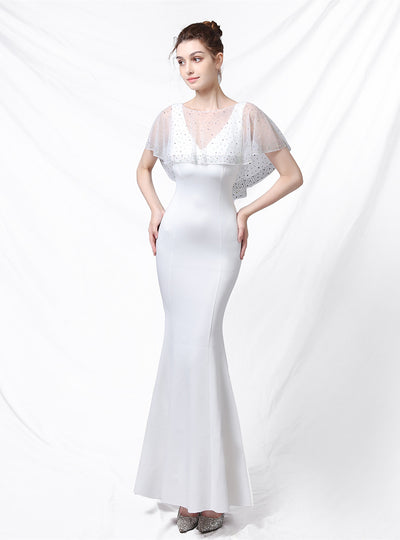 Sexy V-neck Long Prom Dress With Shawl