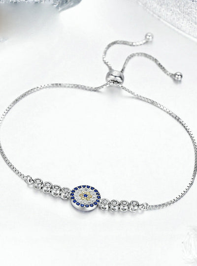 925 Sterling Silver Lucky Round Blue Eyes Power