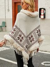 Bead Tassel Hem Cape Shawl