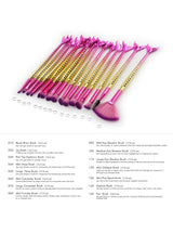 15Pcs Fish Tail Makeup Brush Set Powder Foundation 