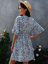 Women Five-sleeve Floral Dress
