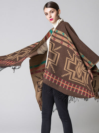 Cross Plum Lengthened Thickened Split Shawl