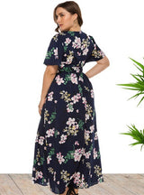 Bohemian Split Print V-neck Short Sleeve Dress