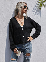 Pocket Sweater V-neck Knitted Cardigan Coat