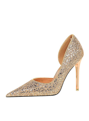 Shallow Pointed High Heel Sequined Shoes
