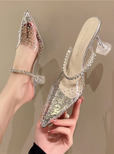 Sexy Transparent Full Diamond Slippers