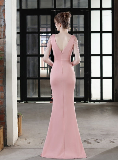 Mermaid V-neck Beading Party Dress