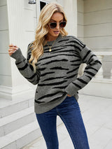 Striped Tiger Pattern Color Matching Sweater