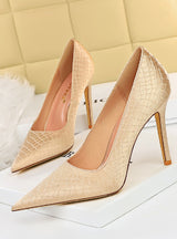 Fish Scale Shallow Pointed High Heels