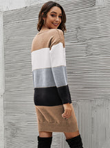 Color Matching Long Sweater Dress