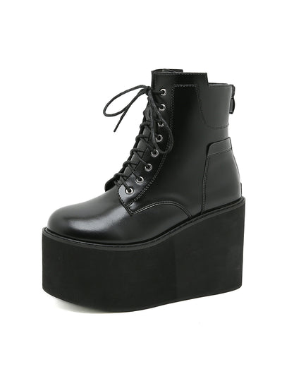 Thick Heel Waterproof Platform Side Zipper High Heel Boots