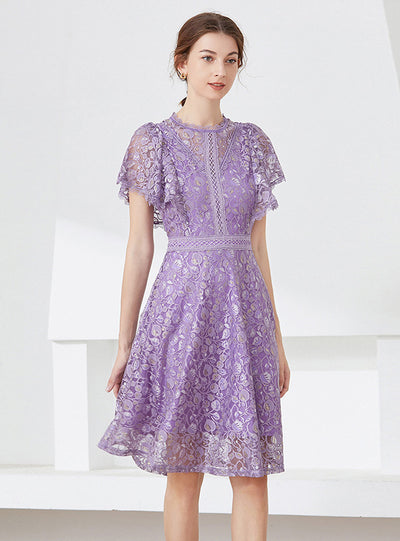 Lace Flying Sleeve Slim Dress