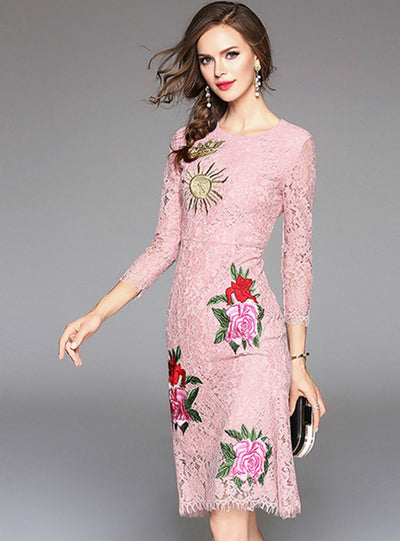 Mermaid Dress Heavy Embroidery Midi Party Dress