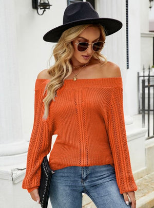 Hollow Solid Color Loose Sweater