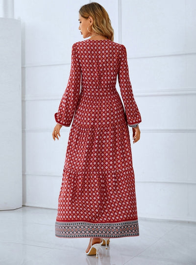 Bohemian Long Sleeve Print Dress