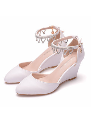 Pointed Wedge Tassel Rhinestone Sandals