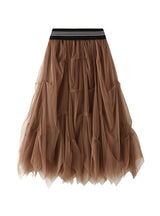 Elastic Waist Striped Gauze Skirt
