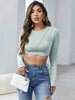 Sexy Round Neck Knitted Long Sleeve T-shirt
