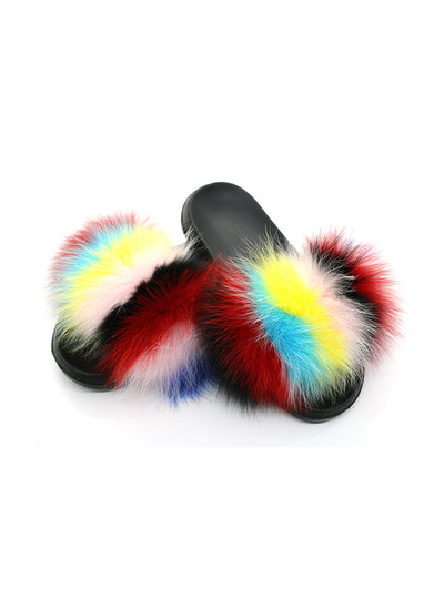 Casual Raccon Fur Sandals Furry Fluffy Plush Shoes