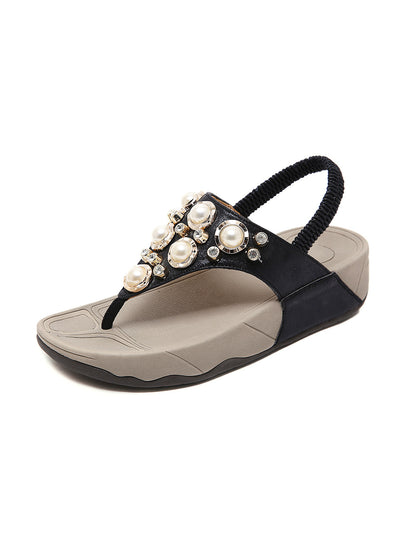 Rhinestone Beaded Sponge Cake Bottom Sandal