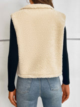 Lapel Zipper Sheep Plush Vest Coat
