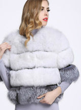 Faux Fox Fur Short Half Sleeve Coat Female