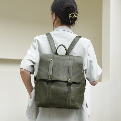 Soft Leather PU Retro Large Capacity Backpack