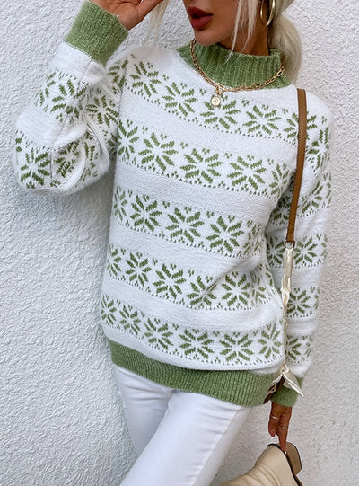 Half-necked Christmas Snowflake Sweater Top