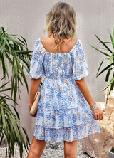 Square Neck Fashion Holiday Cake Dress