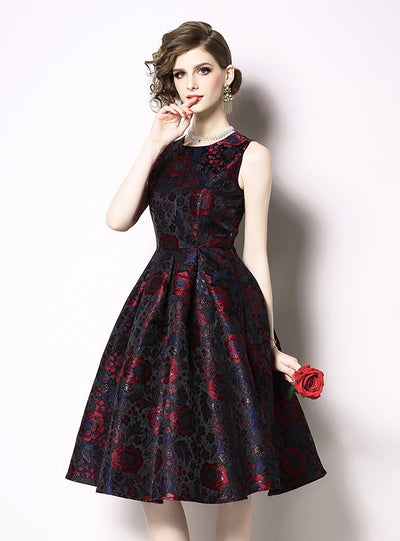 Embroidered Lace Dress Sleeveless Party Dress