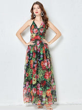 Pleated High Waist Slim Big Swing Dress