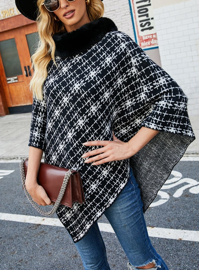 Collar Cape Knitted Pullover Sweater Shawl