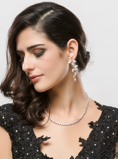 Leaf Shape Drop Earrings Statement Tiny Noble