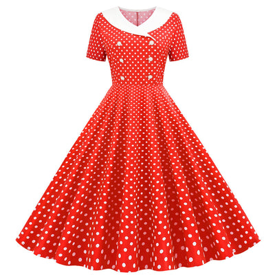Short Sleeve Polka Dot Printed Casual Dress