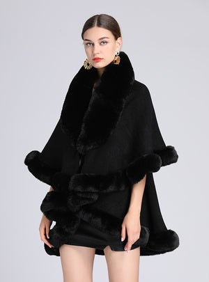 Fur Collar Shawl Cape Ladies Large Size Knitted Cardigan Loose Coat