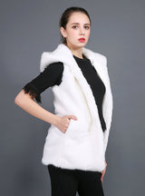 Faux Rabbit Fur Faux Hoods Long Waistcoat Female