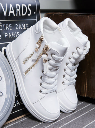 Leather Ladies High Top Heighten Shoes Warm 